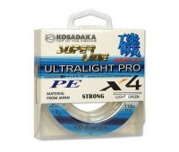 Шнур плетен. Kosadaka "SUPER LINE PE X4 Ultralight PRO" 110м, цв. light green;