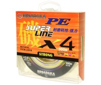 Шнур плетен. Kosadaka "SUPER LINE PE X4" 300м, цв. multicolor;