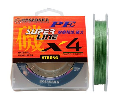 Шнур плетен. Kosadaka "SUPER LINE PE X4" 150м, цв. dark green;