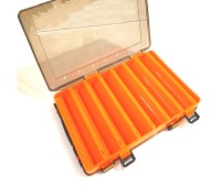Коробка рыболовная Kushiro, 27×18×4,5см, двусторон., оранж. (14 отд.)