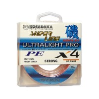 Шнур плетен. Kosadaka "SUPER LINE PE X4 Ultralight PRO" 110м, цв.orange