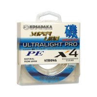 Шнур плетен. Kosadaka "SUPER LINE PE X4 Ultralight PRO" 110м, цв.прозр.